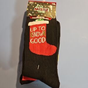 MISTLE TOES MENS CHRISTMAS CREW SOCKS: NEW IN PACK: SHOE SIZE 6-12